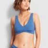 Seafolly "V" Neck Crop Top - Marina Blue