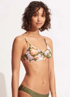 Paradise Garden Twist Front Bralette - Avocado -WaveLuxe Store 31337 960 Avocado 3