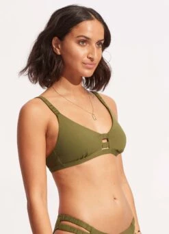 Seafolly Collective Gathered Strap Bralette - Avocado 7 Seafolly Collective Gathered Strap Bralette - Avocado -WaveLuxe Store 31390 942 Avocado 3