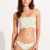 Summer Crush Shirred Long Line Bandeau - Soft Olive