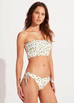 Summer Crush Shirred Long Line Bandeau - Soft Olive -WaveLuxe Store 31399 035 SoftOlive 5