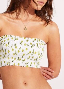 Summer Crush Shirred Long Line Bandeau - Soft Olive -WaveLuxe Store 31399 035 SoftOlive 7