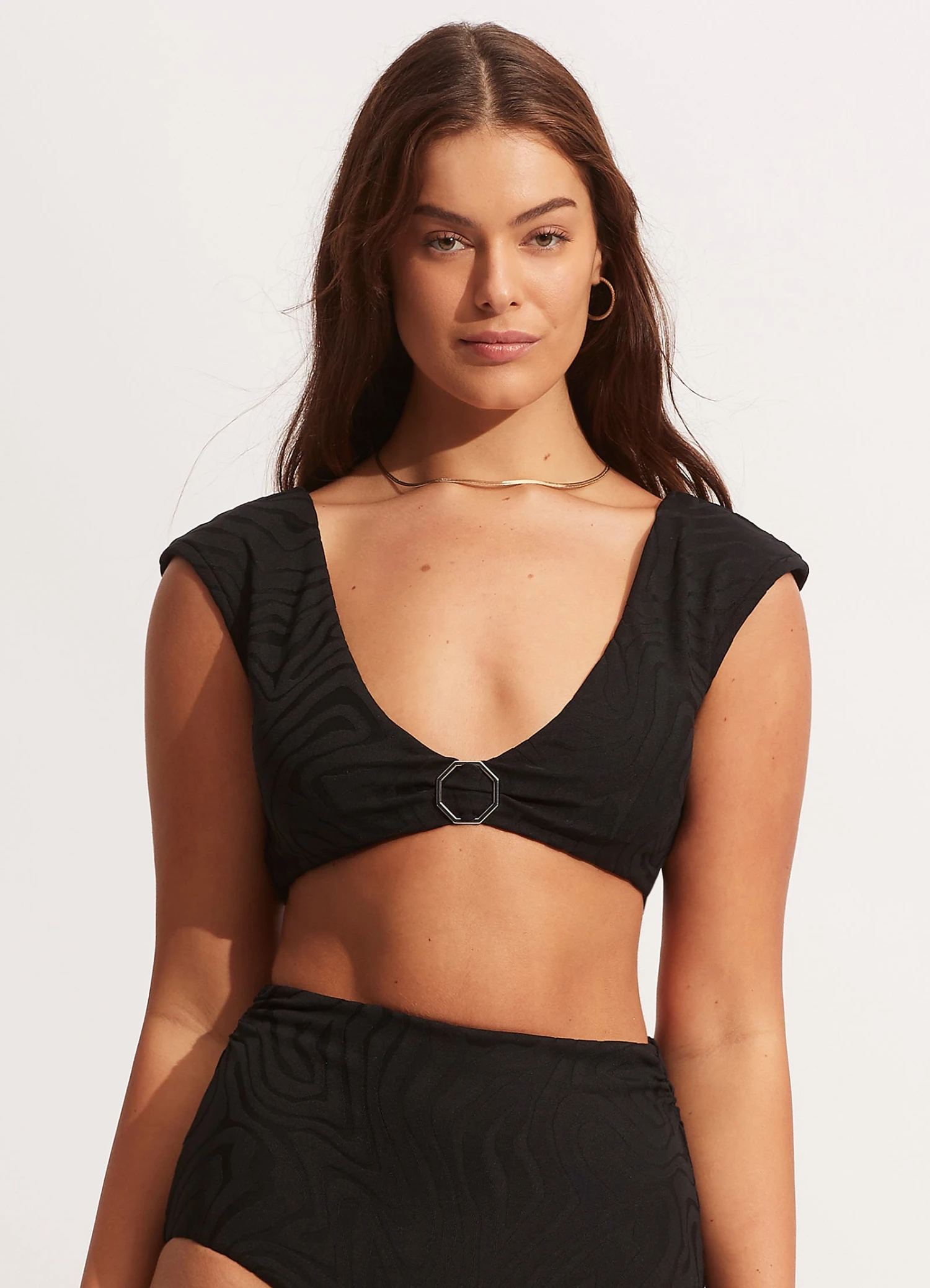 Second Wave Cap Sleeve Top - Black 2 Second Wave Cap Sleeve Top - Black - Image 2