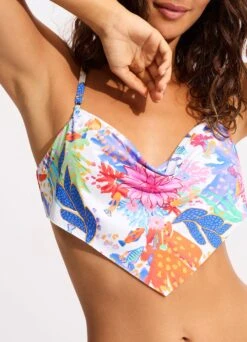 Under The Sea Cowl Neck Bralette Bikini Top - White -WaveLuxe Store 31460 061 White 7