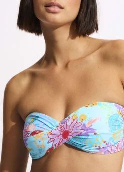 Under The Sea Twist Bandeau Bikini Top - Blue Mist -WaveLuxe Store 33261 061 Blue 20Mist 7