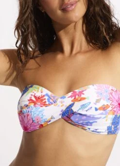 Under The Sea Twist Bandeau Bikini Top - White -WaveLuxe Store 33261 061 White 7