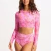 Sea Skin High Waisted Bikini Bottom - Fuchsia Rose