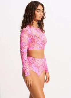 Sea Skin High Waisted Bikini Bottom - Fuchsia Rose -WaveLuxe Store 40558 064 FuchsiaRos 5