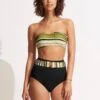 Sun Stripe High Waisted Pant With Belt - Avocado