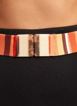 Sun Stripe High Waisted Pant With Belt - Black -WaveLuxe Store 40686 947 Black 6